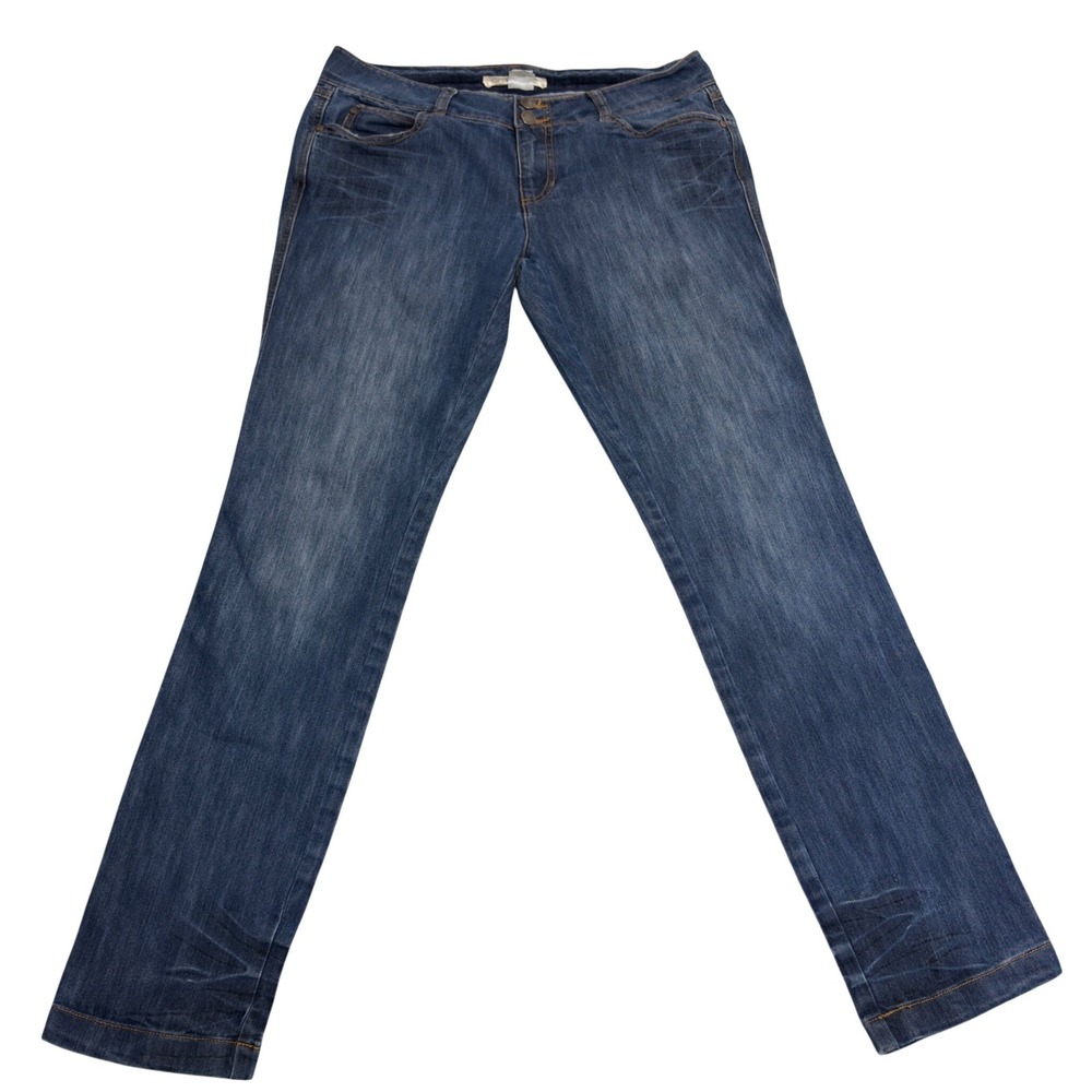 Route 66 Skinny Jeans Women 7/8 Blue Medium Wash Stretch Flap Pocket Denim